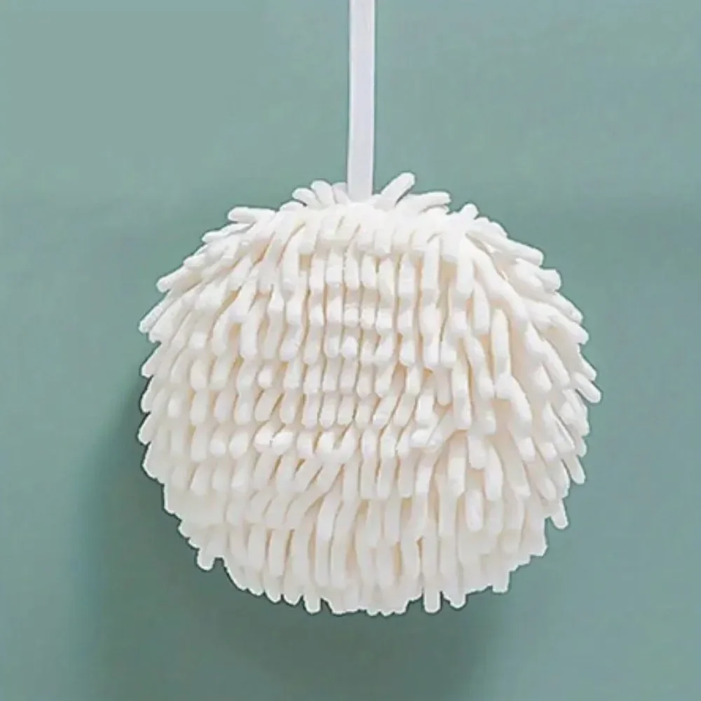 Luxurious Bath Shower Chenille Poof in White